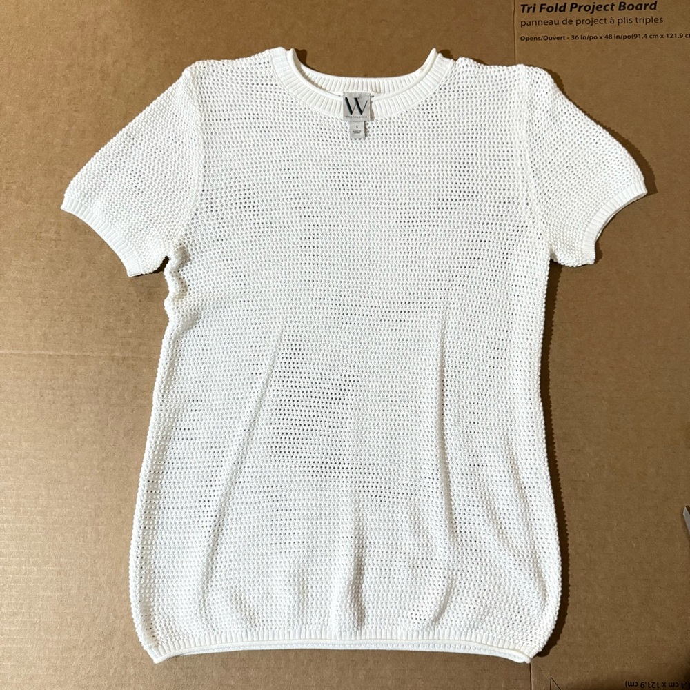 Worthington White Knit Top size Small